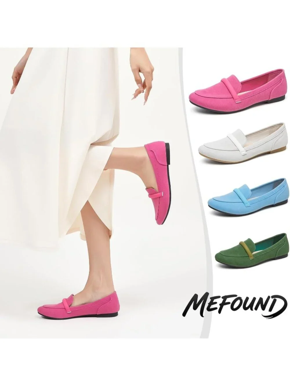Women Light Pink Faux Leather Slip on Shoes Runs Small Ballet Flats Comfortable